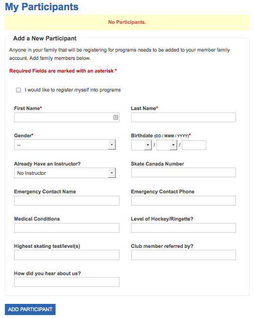 Add a new participant Add a new participant